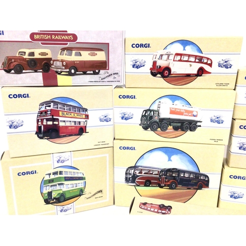 89 - A Collection of Boxed Corgi Classics Including Buses. Vans and Lorrys.