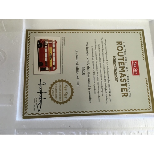 895 - A boxed Sun Star Routemaster with COA 0928 of 3500