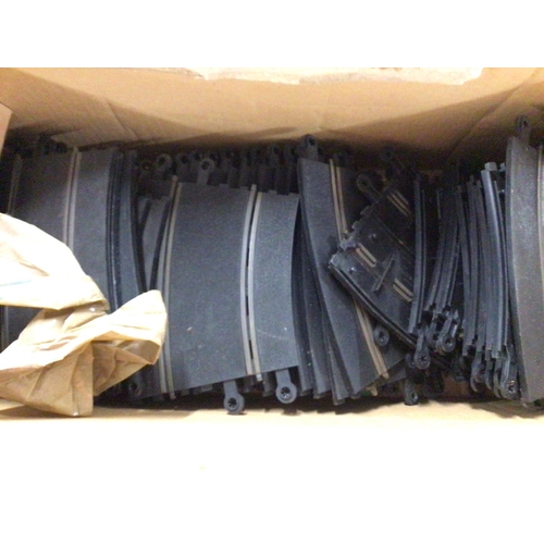 906 - 13 X Boxes Containing Scalextric Track. Controllers. And 2 Cars. Includes Bends. Straights. Crossroa... 