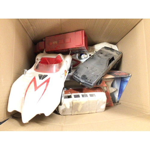 907 - 2 boxes Containing Disney Wall.e Toys. Speed Racer. Knight Rider. Cars Etc. all playworn.(2).