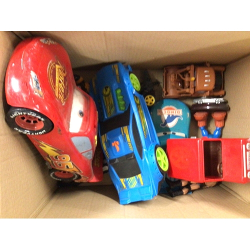 907 - 2 boxes Containing Disney Wall.e Toys. Speed Racer. Knight Rider. Cars Etc. all playworn.(2).