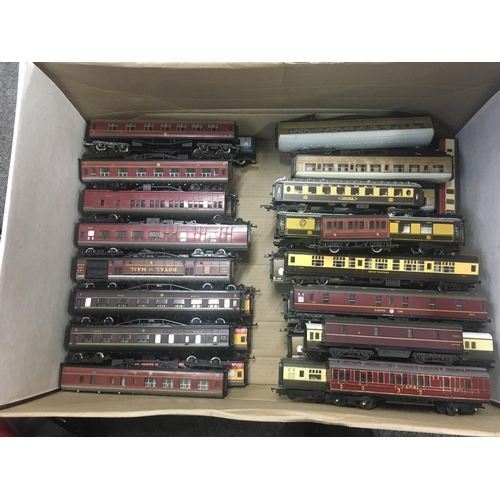 912 - A Box containing in excess of forty loose coaches all 00 gauge. Mainly Hornby..Mainline and others.