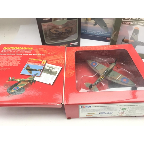 940 - 3 X Boxed Corgi Aircraft and a Fighting machines Set. A Spitfire. A Messerschmitt. A Junkers and El ... 