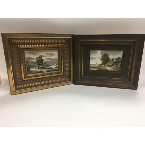 115 - 20th century oil paintings on panel of Dutch landscapes , signed