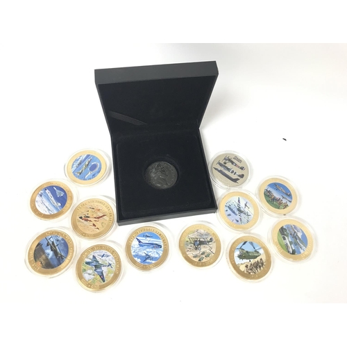 140 - A Collection of Queen Elizabeth Isle Of Man 2018 Royal Air Force Centenary Crowns and a cased Roman ... 
