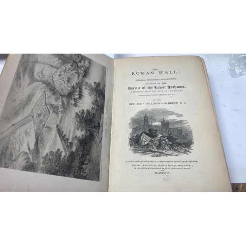 57 - The Roman Wall by John Collingwood Bruce - 1st Edition 1851, Folding maps, canvas and Leather bindin... 