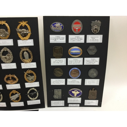 577 - An album containing retrospective German Third Reich badges and car pendants. Mounted on card.