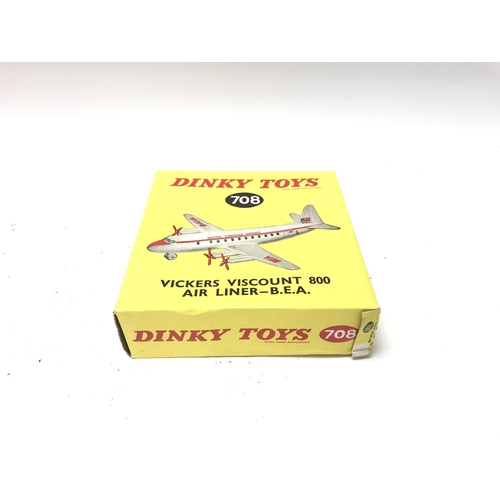 63 - Dinky toys Vickers viscount 800 air liner -B.E.A. With original box.