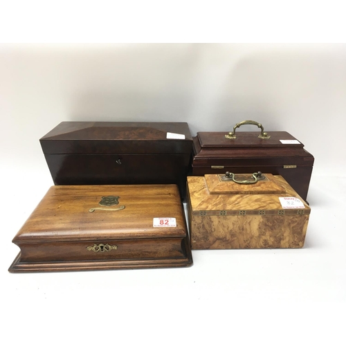 82 - Collection of four wooden antique boxes. No reserve. (4)