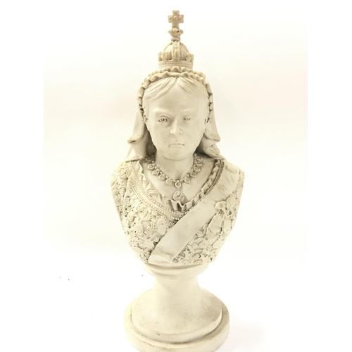 1126 - A Reconstituted Resin Queen Victoria bust, restoration as shown. 40cm tall Approx. Postage category ... 