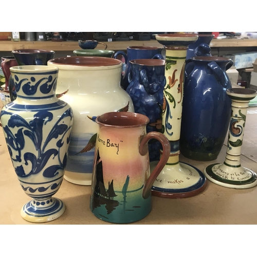 1141 - A collection of large Torque pottery vases and candle sticks.- NO RESERVE