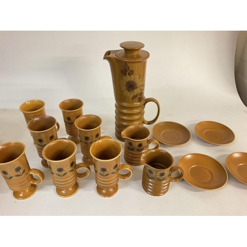 1148 - A 1970s sunflower pattern part coffee set by Carlton ware. Postage D- NO RESERVE