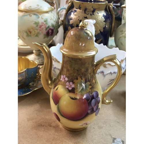 1273 - A Royal Worcester miniature coffee pot together with a collection of continental porcelain.