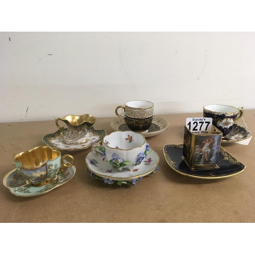 1277 - A collection of 6 porcelain cabinet cups including Royal Worcester and Meissen