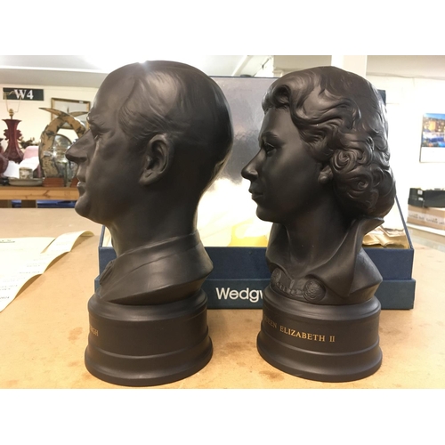 1312 - A boxed pair of Wedgwood Royal busts of The Duke of Edinburgh and Queen Elizabeth II , commemorating... 