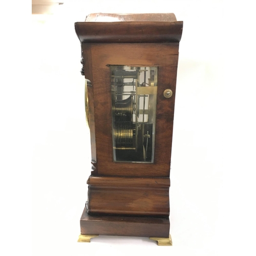 1402 - A Joseph Perkins mahogany bracket clock, dimensions 17x35x43cm. (One foot is loose) Postage category... 