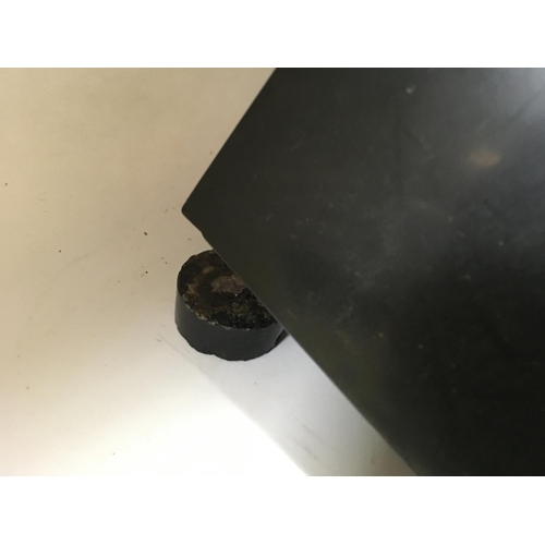 1406 - A slate mantle clock (loose foot). 47 x44cm Postage category D