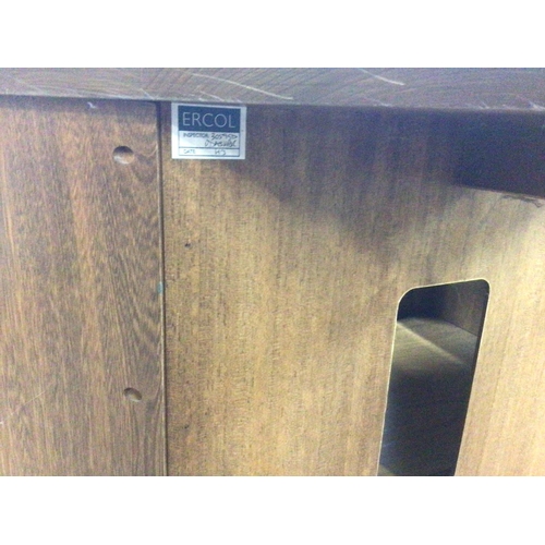 1428 - An Ercol Elm - Ash corner TV media cabinet. 96w 72d 55h (cm) Postage D- NO RESERVE