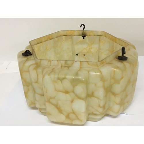 1511 - A Vintage opaque glass hanging lamp shade and one other glass lamp shade of Art Deco design and two ... 