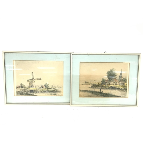 1605 - Marinus Johannes de Jongere (Dutch, 1912-1978) watercolours of a Dutch rural scene. Postage cat D- N... 