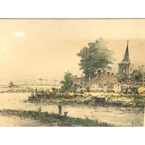 1605 - Marinus Johannes de Jongere (Dutch, 1912-1978) watercolours of a Dutch rural scene. Postage cat D- N... 