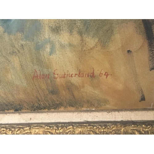 1606 - A Quality framed oil painting on canvas portrait of a young man signed Alan Sutherland dated 64. 60c... 