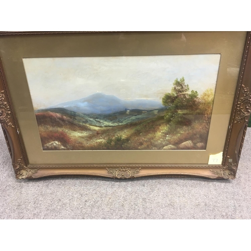 1610 - A collection of six framed early 20th century watercolours and pictures including Highland landscape... 