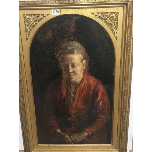 1619 - A framed oil painting on board portrait of a senior lady signed by Alan Sutherland in a gilt frame.-... 