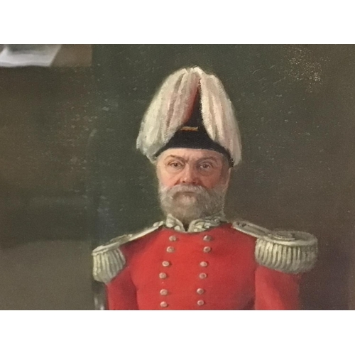 1622 - A pair of oil paintings of an officer and his lady in frames. 38cm wide by 74cm high. Postage D.- NO... 