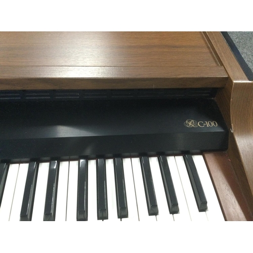 2401 - A vintage Rodgers C-100 keyboard with pedals, stool, manual etc. Shipping category D.