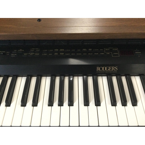 2401 - A vintage Rodgers C-100 keyboard with pedals, stool, manual etc. Shipping category D.