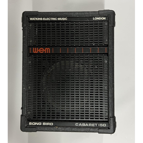 2403 - WEM Speaker in fair condition plus a collection of music stands. Shipping category D.