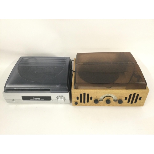 2410 - Two record players comprising a Steepletone and a Shenzhen. Shipping category D.