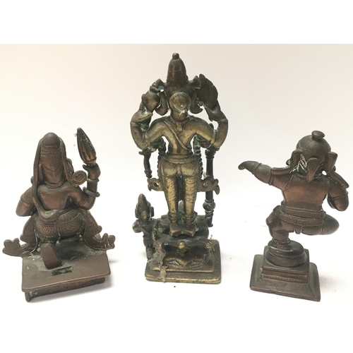 901 - A trio of 19th century bronze deity figures, 9.5cm & 14cm tall. Postage category B