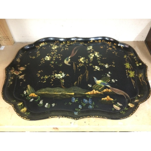 929 - A Victorian papier maxhe tray, approx width 79cm. Shipping category D.