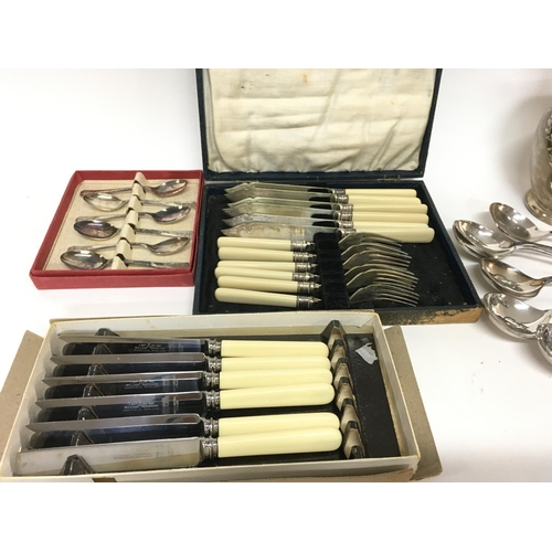 961 - Collection of silver cutlery sets including silver plate etc.