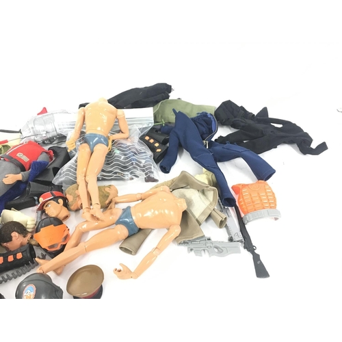 120 - A collection of vintage action man parts and spares..also Captain Scarlett.