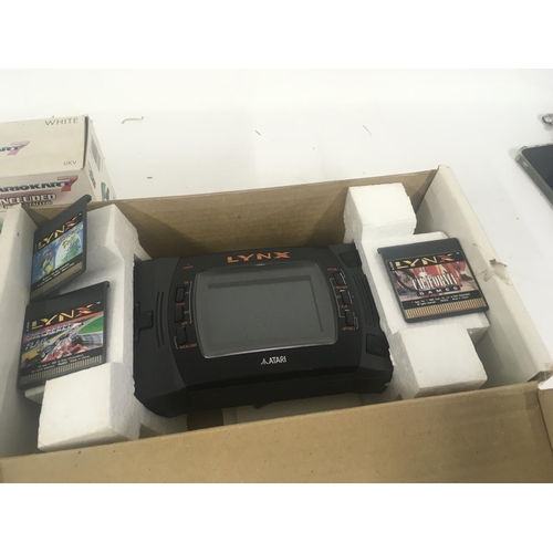 123 - Boxed Atari LYNX..Boxed Nintendo 3DS xl.. Boxed NEOGEO Pocket..Boxed Gameboy printer.