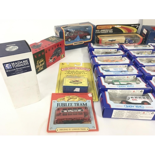 130 - A collection of boxed model cars by various manufacturers including Matchbox..Lledo..Vanguard and Ma... 