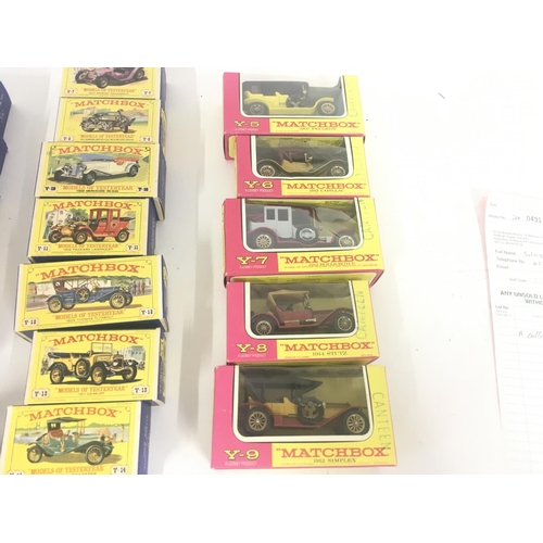 145 - A collection of 18 boxed diecast model cars by Matchbox from the MODELS OF YESTERYEAR and one Lledo ... 