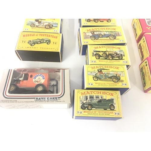 145 - A collection of 18 boxed diecast model cars by Matchbox from the MODELS OF YESTERYEAR and one Lledo ... 