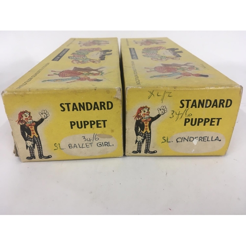 146 - 2x Boxed hand made puppets by PELHAM. Ballet Girl andCinderella