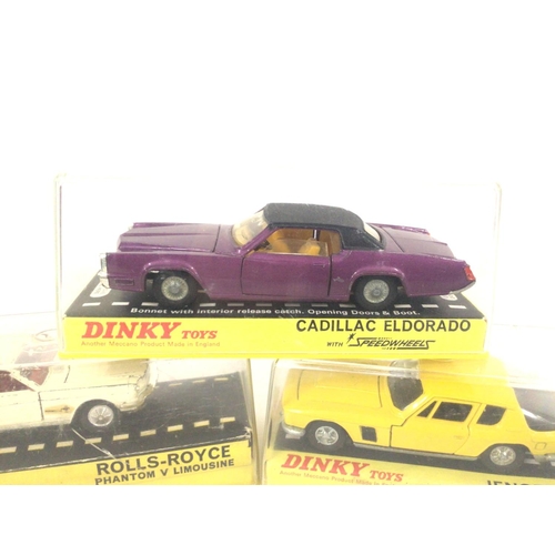 155 - A Boxed Dinky Cadillac Eldorado #175. A Jenson FF #188 and a Rolls-Royce Pantom V Limousine #152.