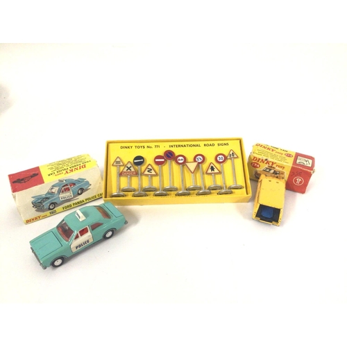 159 - A Boxed Dinky Toys #771 International Road Signs Aa Mini Van #274 Box Damaged AF Ford Panda Police C... 