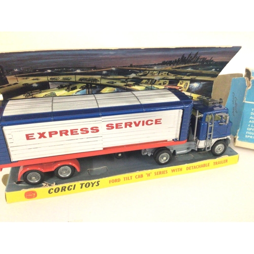 16 - A Boxed Corgi Toys Ford Tilt Cab H Series With Detachable Trailer. #1137. Outer Box is worn. One win... 