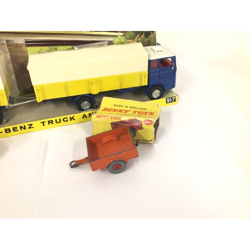 160 - A Boxed Dinky Toys Mercedes - Benz Truck And Trailer #917 A Boxed Dinky Toys Land-Rover Trailer #341... 