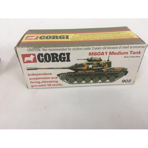 163 - 2x boxed Corgi diecast model tanks. 903 CHIEFTAIN TANK and 902 M60AI MEDIUM TANK