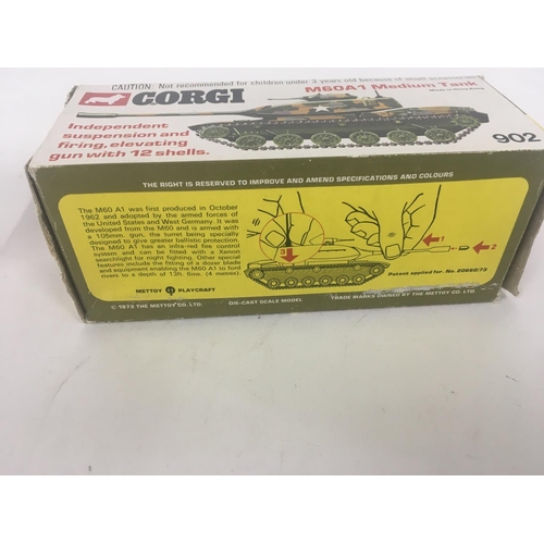 163 - 2x boxed Corgi diecast model tanks. 903 CHIEFTAIN TANK and 902 M60AI MEDIUM TANK