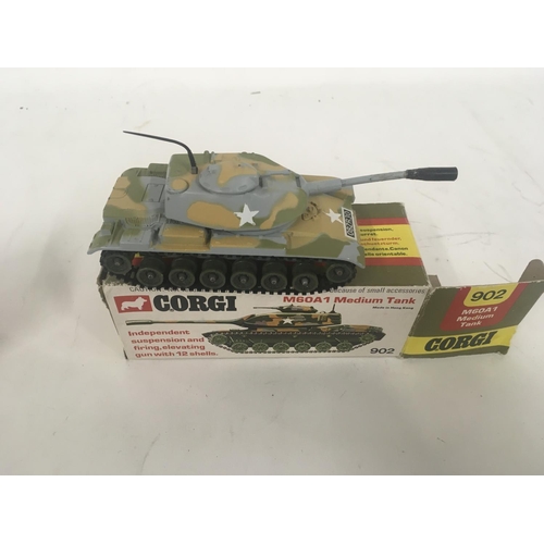 163 - 2x boxed Corgi diecast model tanks. 903 CHIEFTAIN TANK and 902 M60AI MEDIUM TANK