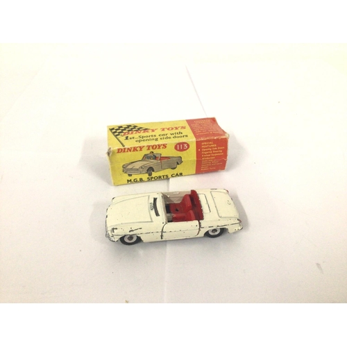 166 - Set Of Boxed Dinky Cars Triumph Spitfire #114 Single Decker Bus #283 M.G.B Sports Car #113 Triumph T... 